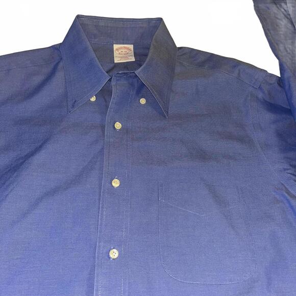 Brooks Brothers 1818 $129 Classic Blue Button-Down Dress Shirt Mens Size 16-18 M - Picture 2 of 8